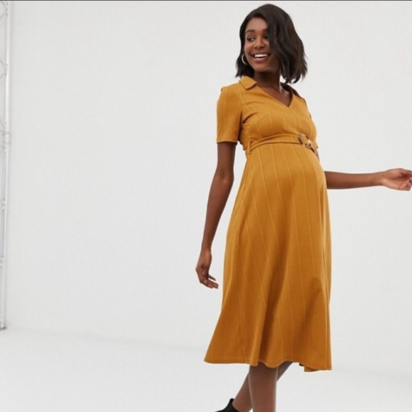 ASOS Maternity Dresses & Skirts - ASOS Mustard Maternity Dress With Belt